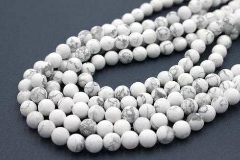 Matte White Howlite Gemstone Beads, 8mm, Round,